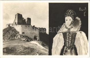 1940 Csejte, Csejthe, Cachtice; Báthory vár, Báthory Erzsébet / Hrad Báthorovcov / castle ruins, Elizabeth Báthory (EK)