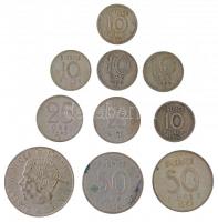 Svédország 1949-1966. 10ö-1Kr Ag (10db, 7xklf) T:2-3 Sweden 1949-1966. 10 Öre - 1 Krona Ag (10pcs, 7xdiff) C:XF-F