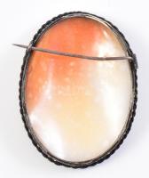 Ezüstözött kámeás bross, 6×4,5, cm