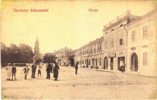 1910 Zólyom, Zvolen; Fő tér, Schuster Kálmán üzlete. W.L. (?) 981. / main square, shops (r)