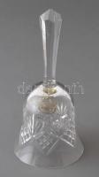 Ajkai kristály üveg csengő, matricával jelzett, kis kopásnyomokkal, m: 16,5 cm