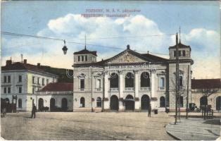 1912 Pozsony, Pressburg, Bratislava; MÁV pályaudvar, vasútállomás / railway station