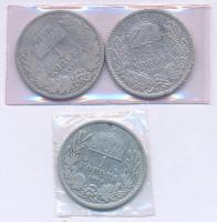 1893. 1K Ag "Ferenc József" (2x) + 1895. 1K Ag "Ferenc József" T:3