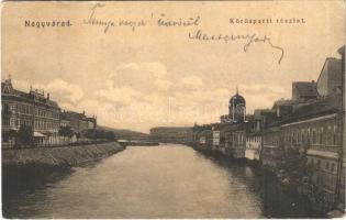 1914 Nagyvárad, Oradea; Körösparti részlet, zsinagóga. W.L. 966. / Cris riverside, synagogue