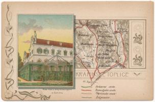 Krapinske Toplice, Krapina-Töplitz; Kola voze iz Zaboka. Art Nouveau map litho