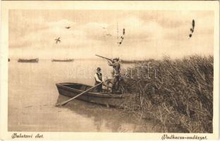 1925 Balaton, vadkacsa vadászat csónakból