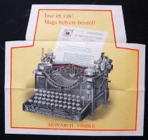 1910 Kinyitható Monarch írógép hirdetés nyomtatványként elküldve / Typewriter commercial  30x30cm