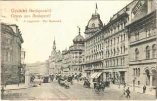 1900 Budapest VIII. Nagykörút, villamos, M. kir. Technológiai és Iparmúzeum, Hotel Rémi szálloda