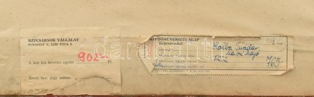 Holba Tivadar (1906-1995): Marosi hajó. Olaj, vászon, jelzett. Hátoldalán Képcsarnok Vállalat címkéj...