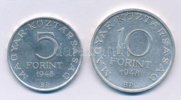 1948. 5Ft Ag "Petőfi" + 10Ft Ag "Széchenyi" T:1- kis ph.
Adamo EM1, EM2