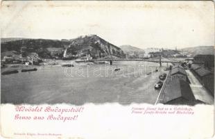 Budapest, Ferenc József híd és Gellérthegy. Schmidt Edgar (kopott sarkak / worn corners)