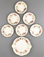 Zsolnay porcelán pillangó mintás süteményes készlet. Kézzel festett, jelzett, hibátlan. d: 17 cm, d: 25 cm