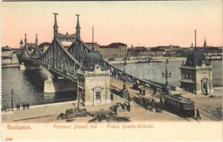 Budapest, Ferenc József híd, villamos. Taussig Arthur 5068.