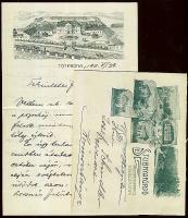 1911 Tótpróna levélpapír + Stubnyafürdő boríték / Slovenské Pravno paper + Turčianske Teplice envelope