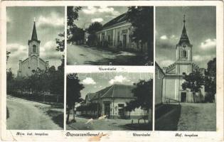Dunaszentbenedek, utca, Római katolikus templom, Református templom, üzlet (felületi sérülés / surface damage)