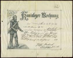 1889 Kéményseprő számla (sérült) / Chimneysweep invoice