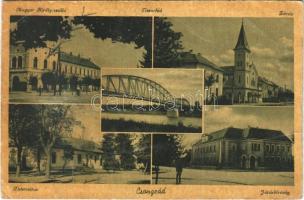 1944 Csongrád, Magyar Király szálloda, Tisza híd, zárda, Internátus, Járásbíróság (Rb)