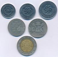Grúzia 1993-2006. 5t-2L (6xklf) T:1-2
Georgia 1993-2006. 5 Tetri - 2 Lari (6xdiff) C:UNC-XF