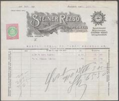 1910 Bp., Steiner Rezső Bőrgyári Raktára fejléces számlája