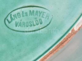 Láng és Mayer Városlőd fajansz tál. Kézzel festett, jelzett, sérülésekkel 37x25 cm