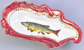 Moritz Zdekauer halas porcelán tál. Kézzel festett, jelzett, kopásokkal. 31x15 cm,