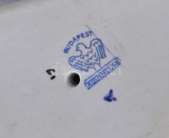 Aquincum porcelán fiú nyúllal. Kézzel festett, jelzett, hibátlan. 15 cm