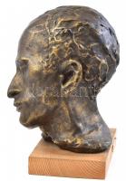 Borbás Tibor (1942-1995) Radnóti Miklós. Bronzírozott epoxi. Jelzett, képcsarnokos címkével. 23 cm +...