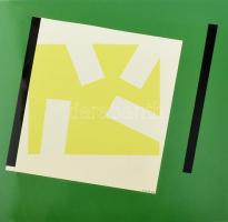 Kassák jelzéssel: Kompozíció. Szitanyomat, papír, üvegezett keretben, 50×50 cm