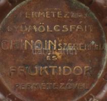 Chinoin Fruktidor reklámos fém tálka 7 cm