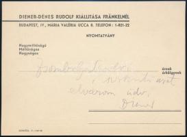 1932 Diener-Dénes Rudolf (1889-1956) festőművész kiállítására szóló meghívó, a művész saját kézzel í...