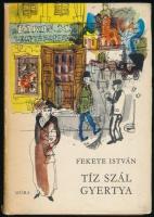 Fekete István: Tíz szál gyertya. Elbeszélések. Würtz Ádám rajzaival. Bp., 1972, Móra. Kiadói egészvászon-kötésben, kiadói papír kötésben, a borítón apró szakadással, kis kopásnyomokkal.