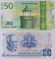 Norvégia 1983. 10K + 2017. 50K T:III Norway 1983. 10 Kroner + 2017. 50 Kroner C:F