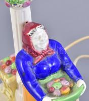 IDB jelzéssel asztali lámpa almaárus nénivel. Kézzel festett, jelzett, kis kopással