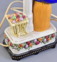 IDB jelzéssel asztali lámpa almaárus nénivel. Kézzel festett, jelzett, kis kopással