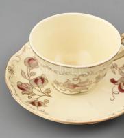 Zsolnay porcelán virág mintás mokkás csésze készlet 6 db csésze aljjal. Kézzel festett, jelzett, min...