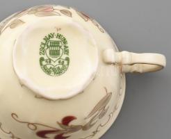 Zsolnay porcelán virág mintás mokkás csésze készlet 6 db csésze aljjal. Kézzel festett, jelzett, min...
