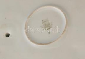 Zsolnay nagyméretű kézzel festett porcelán szalonnázó juhász szobor, jelzett, hibátlan, 32 cm