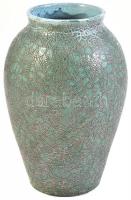 Repesztett mázas zöld váza. Jelzés nélkül, hibátlan. 23 cm