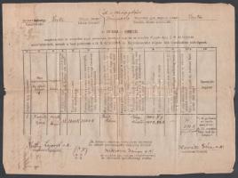 1920 A zentai adóhivatal kimutatása, kétnyelvű okmány jugoszláv illetékbélyeggel