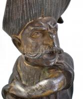 Antik ón figurális toll- és tintatartó, jelzett, az üst fedele lejár, 19x12x23 cm