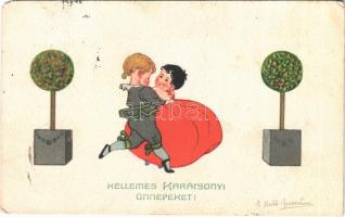 1917 Kellemes karácsonyi ünnepeket! / Christmas greeting, children. Bauer & tarnai Series Nr. 6/III. s: H. Mechle-Grossmann (EM)