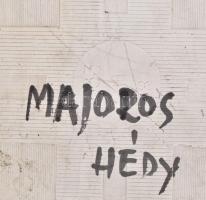 Majoros Hédi/Hédy (1930-?): Vitorláshal, festett mázas fali kerámia, fa keretben, jelzett, sérült, 3...