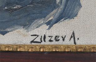 Zilzer Antal (1860-1921): Menyecske. Olaj, karton, jelzett, fa keretben, 20,5×28 cm