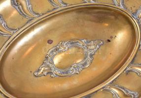 Régi asztali fém dísztál, 38×24 cm