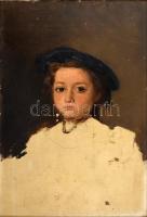Zilzer Antal (1860-1921): Lánya, Zilzer Hajnalka szobrász, keramikus portréja. Olaj, karton, jelzés nélkül. Kisebb felületi sérüléssel (festék lepergés). Fa keretben, 23×16 cm