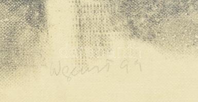 Wegenast Róbert (1930-2019): Leány fej. Szén, papír, jelzett, üvegezett fa keretben, 35,5×28,5 cm