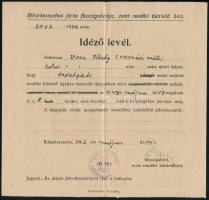 1942 Biharkeresztes, idéző levél büntető ügyben