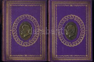 cca 1940 Emile Zola: Germinal + Chabre úr osztrigái 2 kötetes díszkiadás domborművel