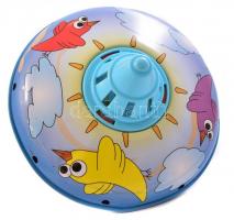 Retró búgócsiga, lemezjáték, kis horpadásokkal, kopásnyomokkal, d: 12,5 cm