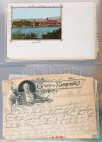 68 db RÉGI német litho képeslap albumban, vegyes minőségben / 68 pre-1945 German litho postcards in ...